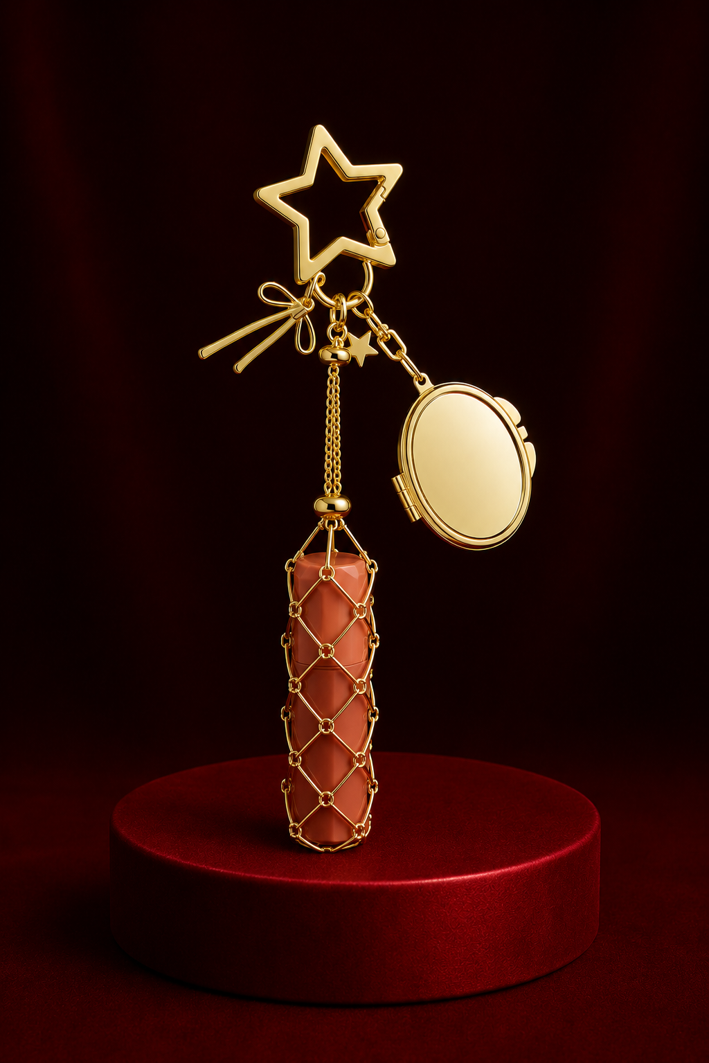 Lipstick Keychain Gold Oval
